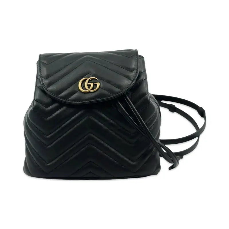 Gucci GG Marmont Backpack | Black Matelassé Leather | Gold Hardware | PRE-OWNED EXCELLENT